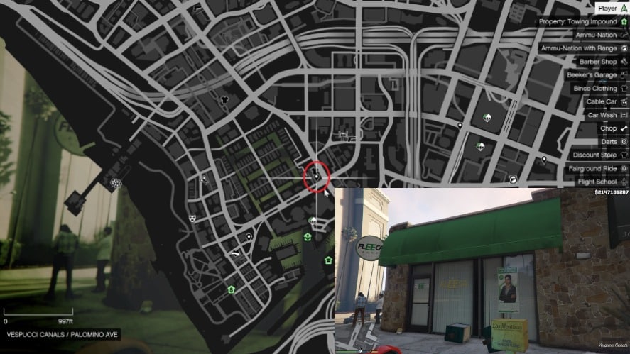 Banks in the GTA 5 game on the map