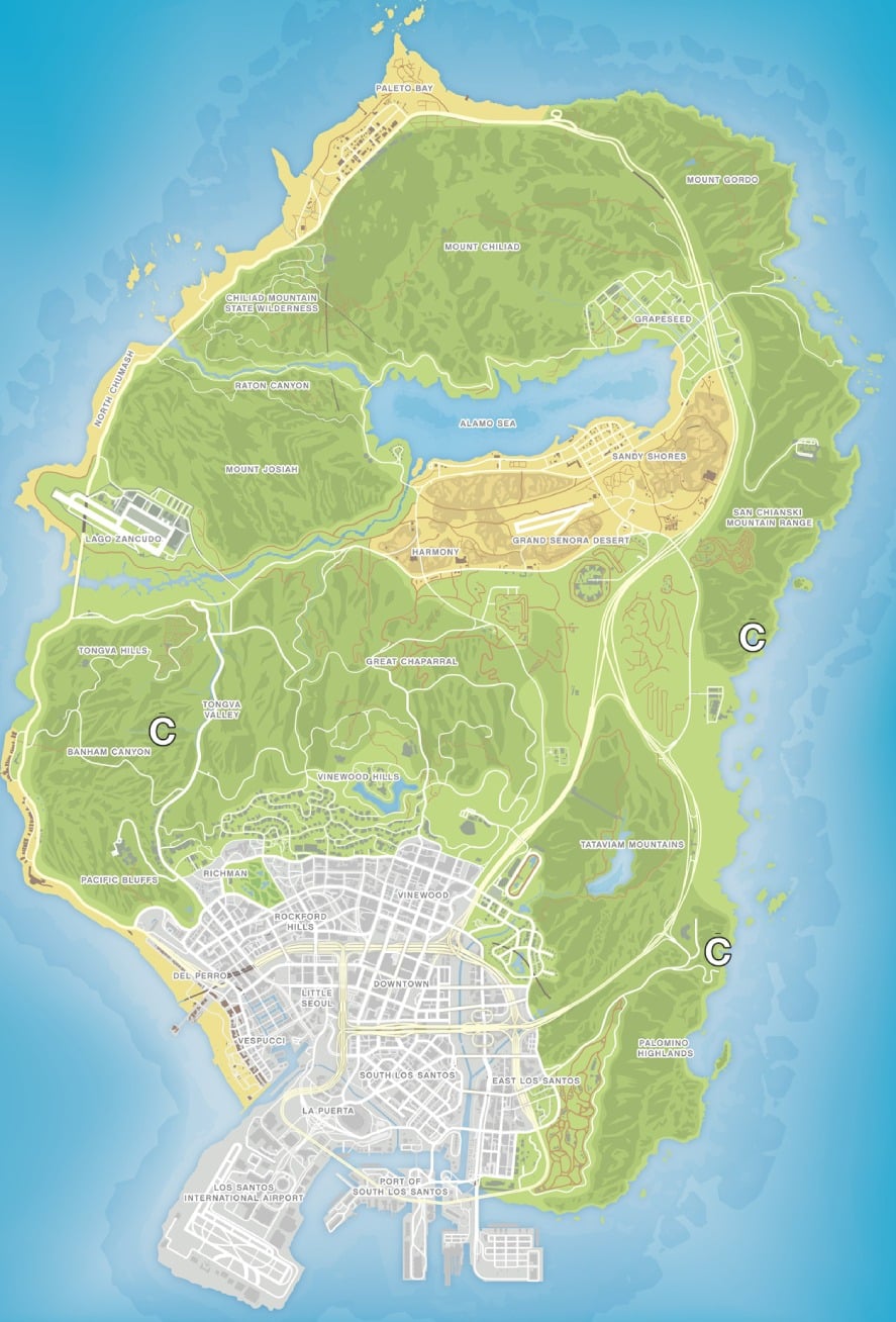 Grand Theft Auto V 5 Los Santos and Blaine County Landkarte Map