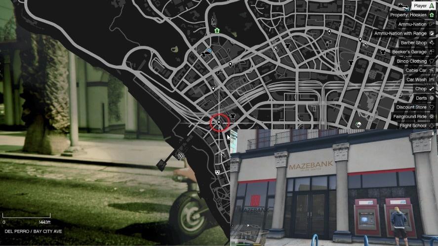 Banks in the GTA 5 game on the map