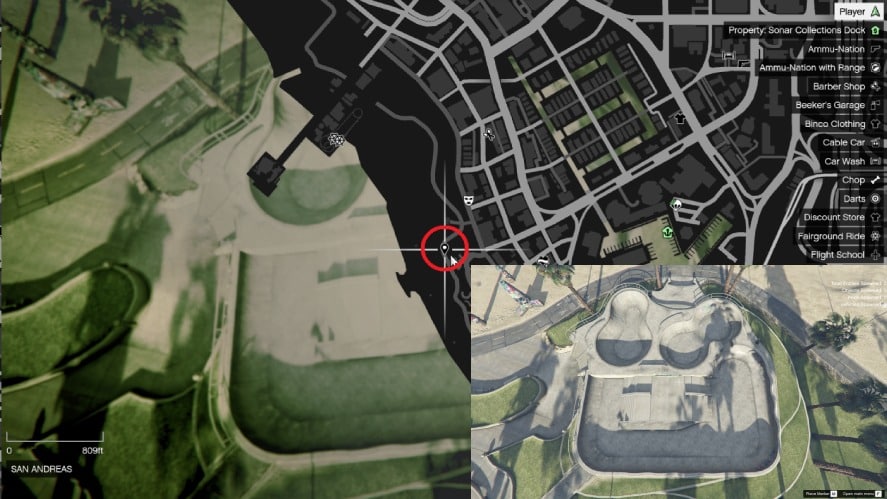 Where is the skatepark on the GTA 5 Map?