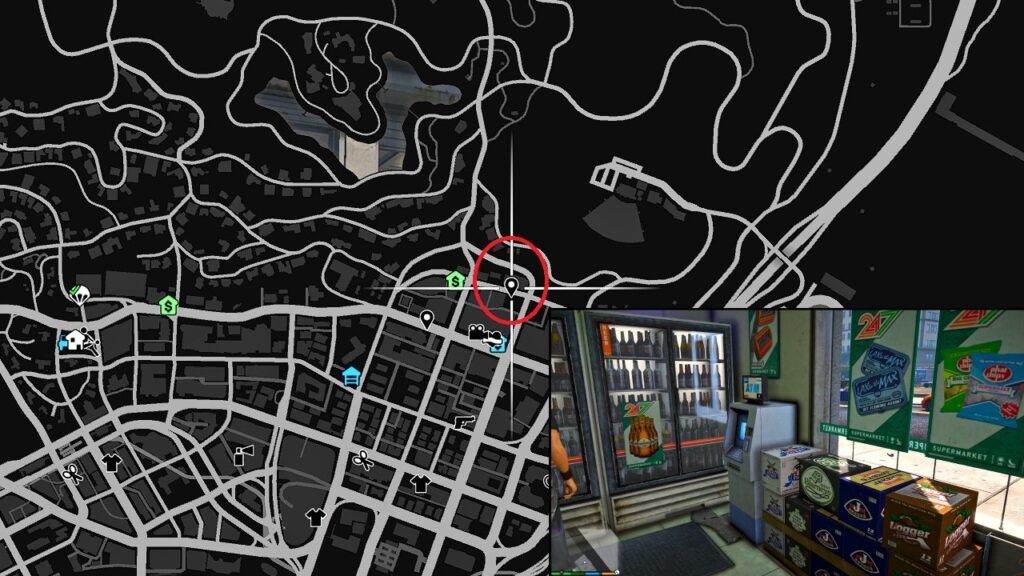 An ATM inside the 24/7 store in the Downtown Vinewood area, located on Clinton Avenue Street