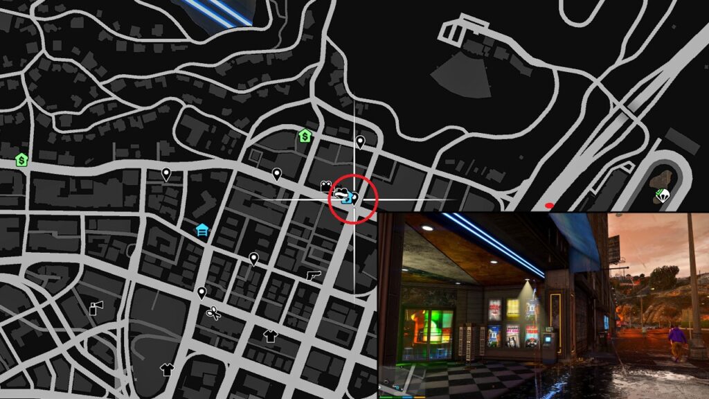 An ATM outside of the Vinewood Mall Souvenir Gift Shop, located at the corner of Vinewood Boulevard and Power Street