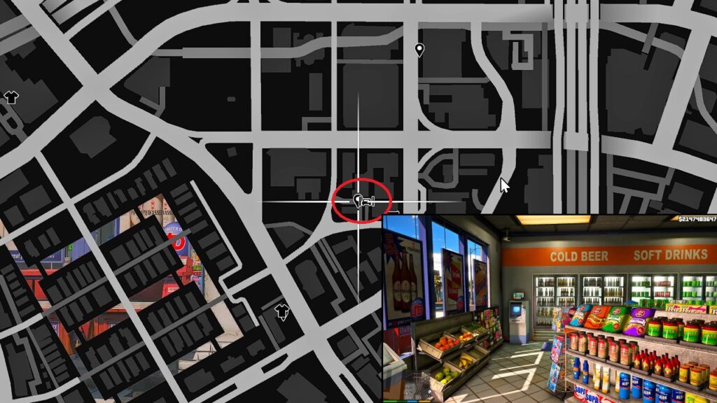 The standing ATM at the corner inside the LTD gasoline store, located at the intersection of Ginger Street and Lindsay Circus, Little Seoul