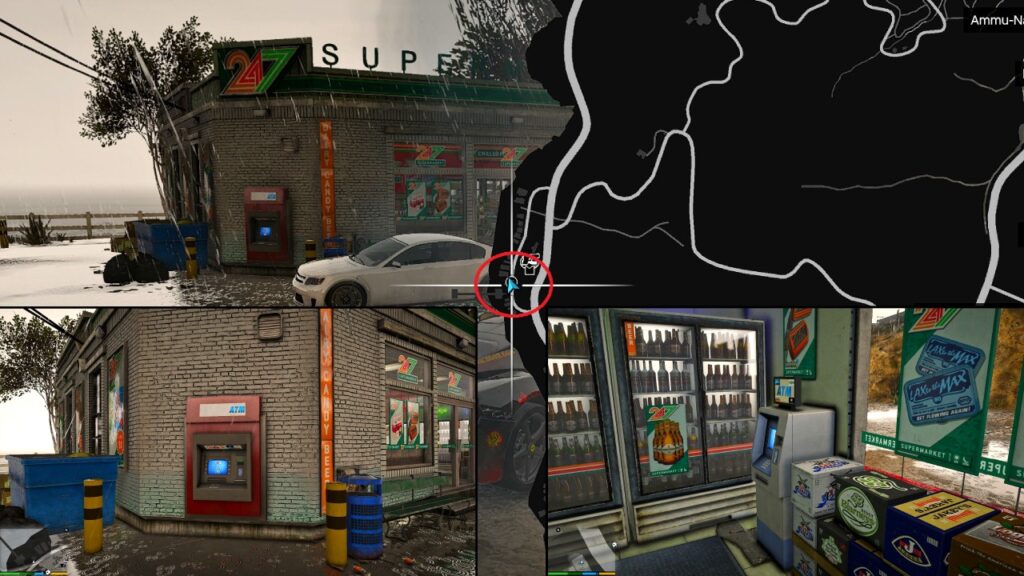 2 usable ATMs at the 24/7 store on Barbareno Road in Chumash, one inside and one outside