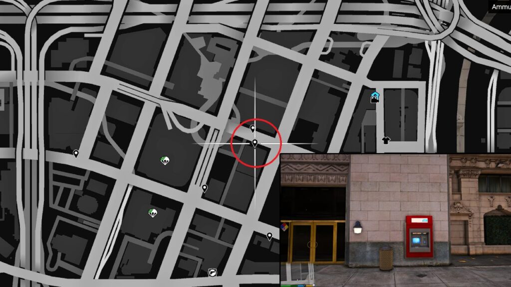 A wall-mounted ATM can be found outside of Maison Ricard, located on San Andreas Avenue