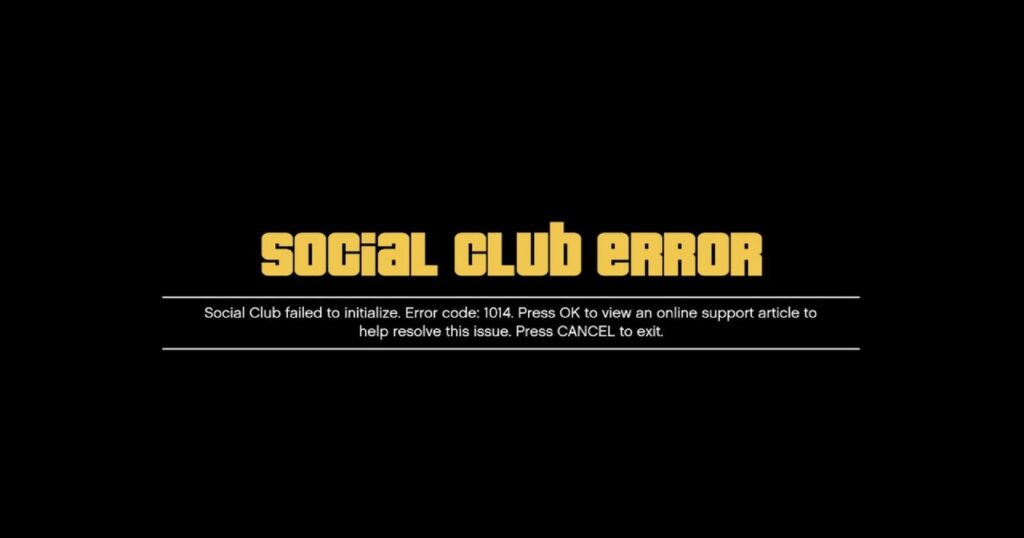 " Social Club failed to initialize" Fehler