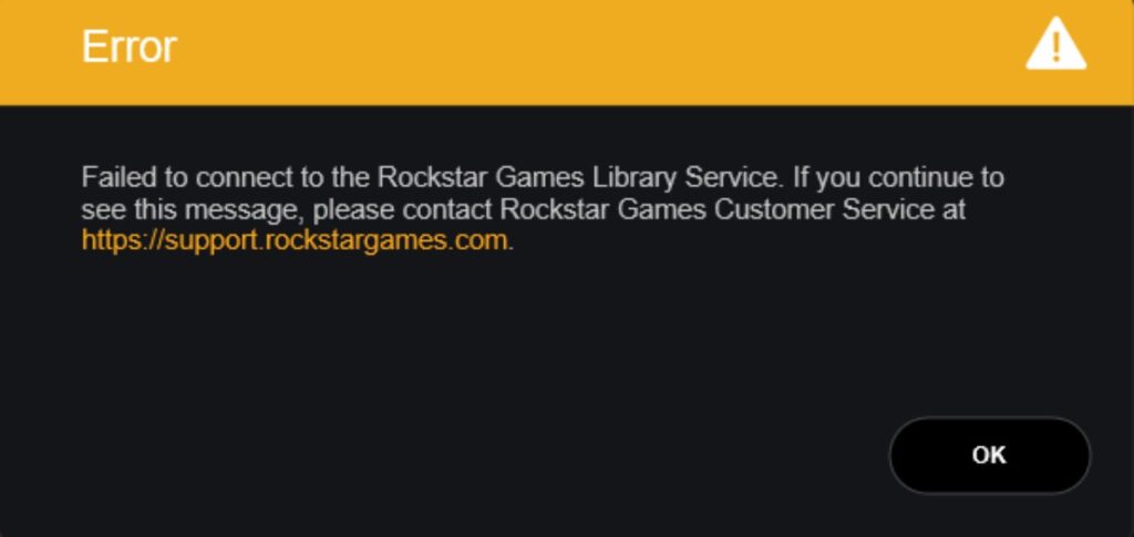 "Failed to Connect To The Rockstar Games Library Service" Fehler