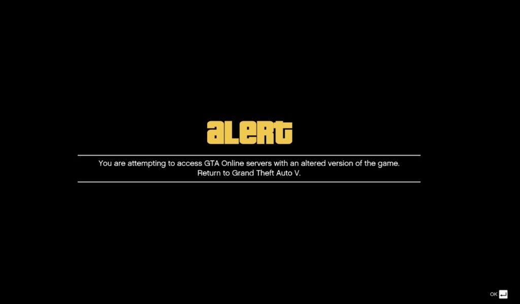 "You're attempting to access GTA Online servers with an altered version of the game" Fehler