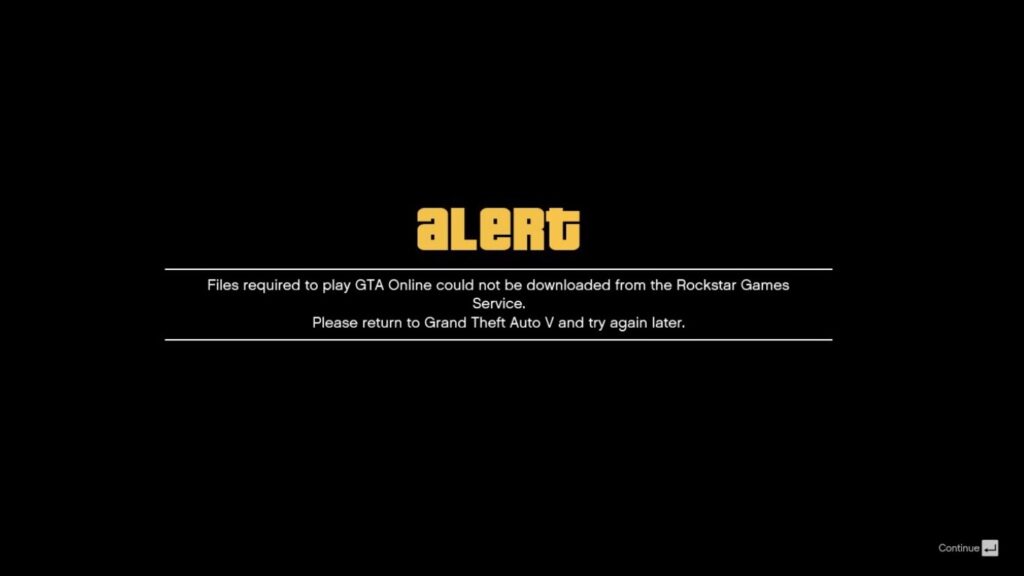 "Files required to play GTA Online could not be downloaded from the Rockstar Games service" error occurs when entering GTA Online