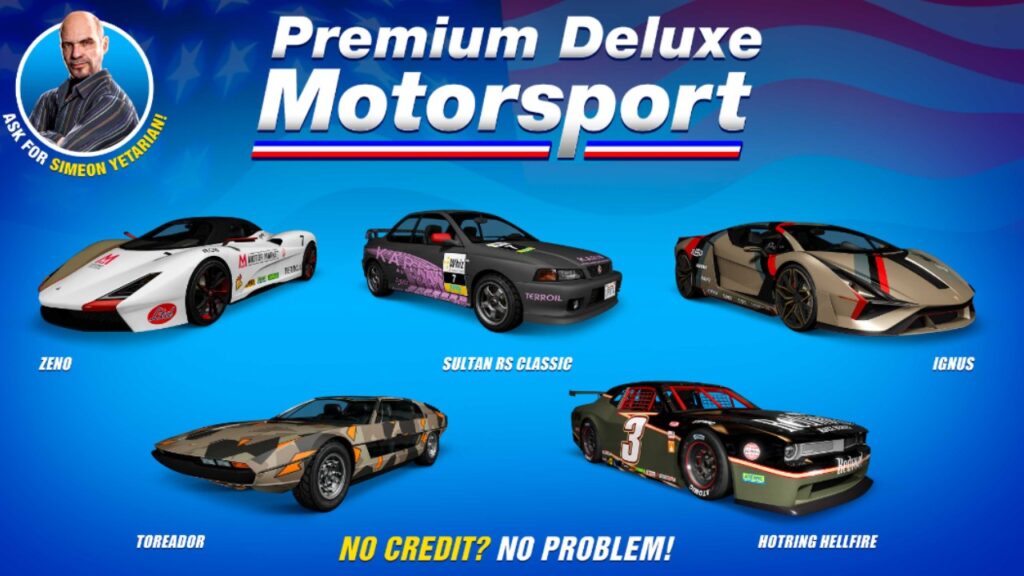All vehicles in the Premium Deluxe Motorsport Showroom this week