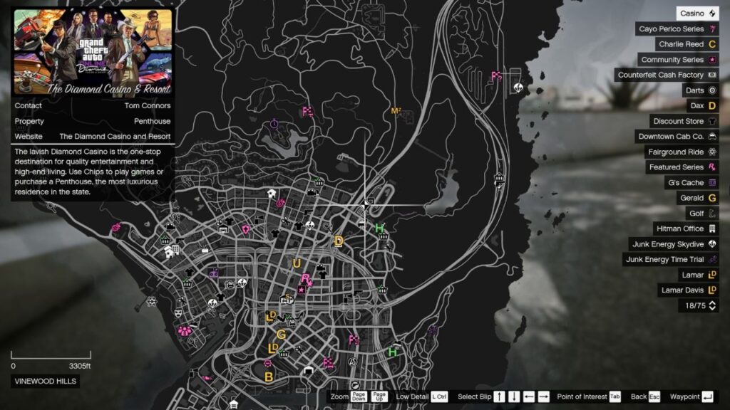 The Diamond Casino & Resort's map icon.