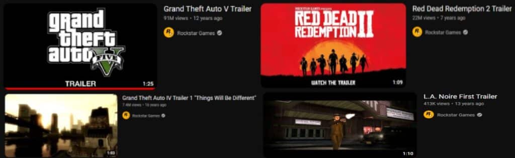 The first trailer of some games from Rockstar Games