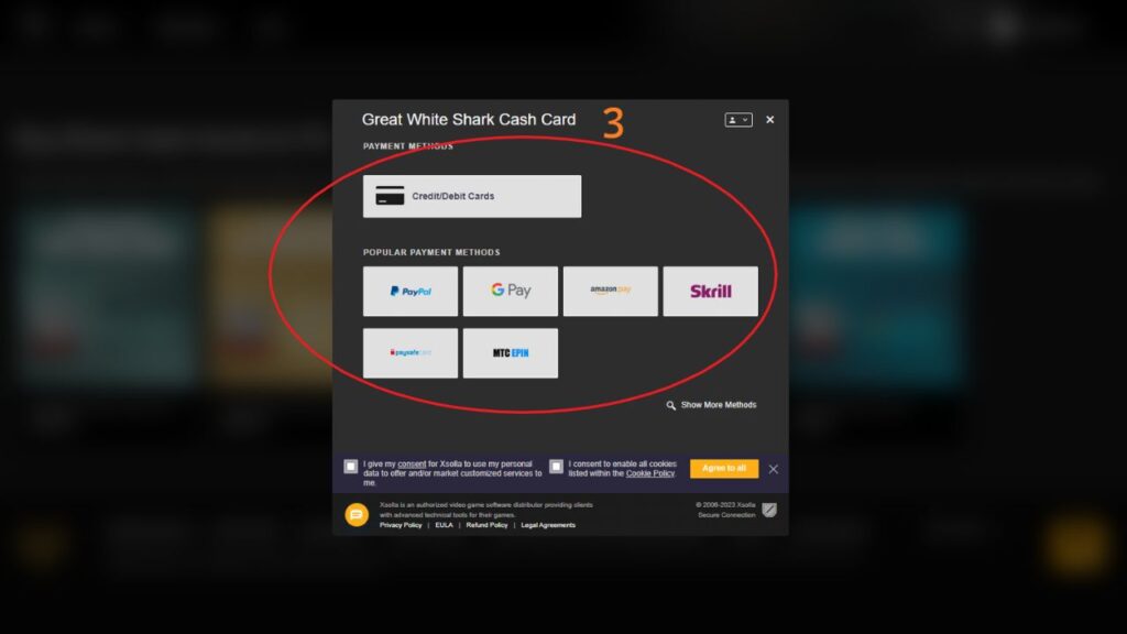 Rockstar Games payment options UI.