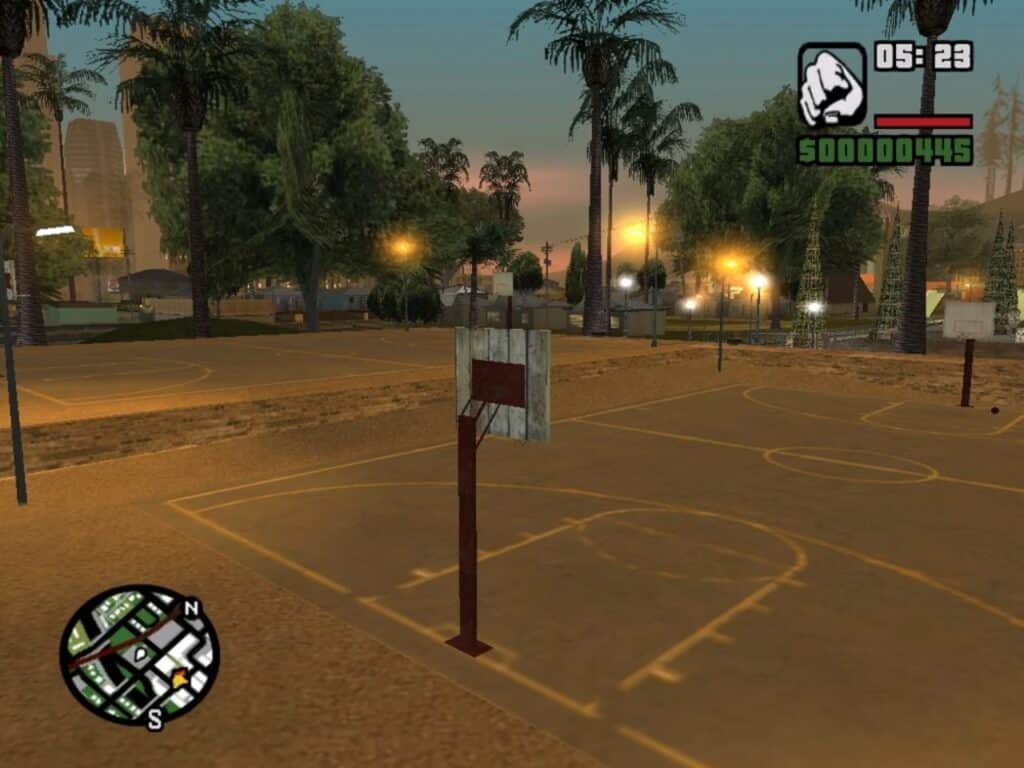 Ein Basketballplatz in GTA San Andereas