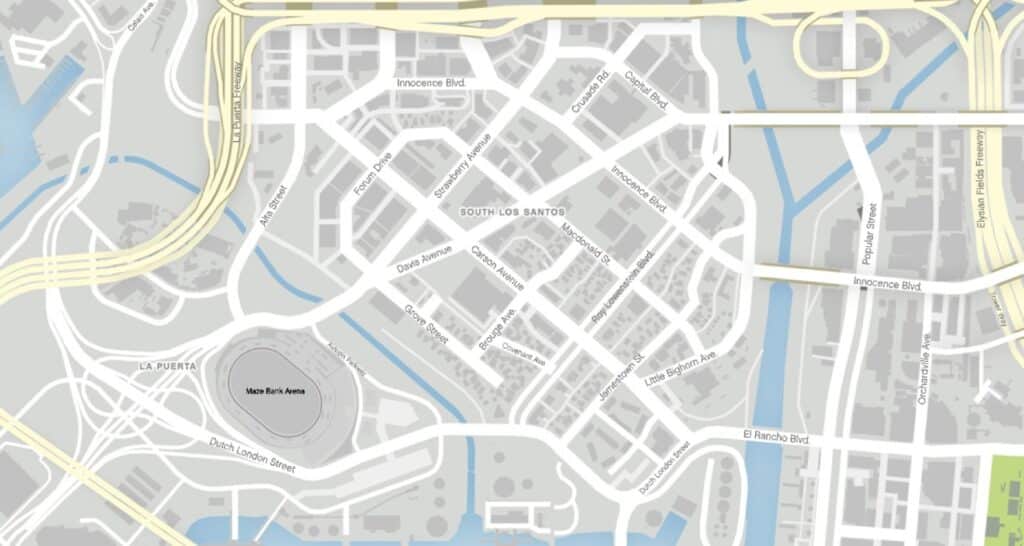 Ein Beispiel der Karte mit Straßennamen darauf