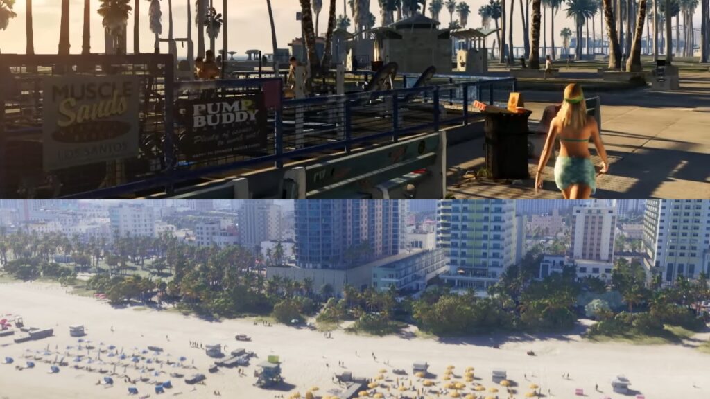 The view of the beach in 2 trailers 