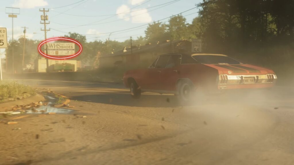 Das "Wir haben Schuhe" Banner ist in der Drifting-Szene zu sehen, was darauf hindeutet, dass es in GTA 6 ein neues Schuhgeschäft geben könnte
