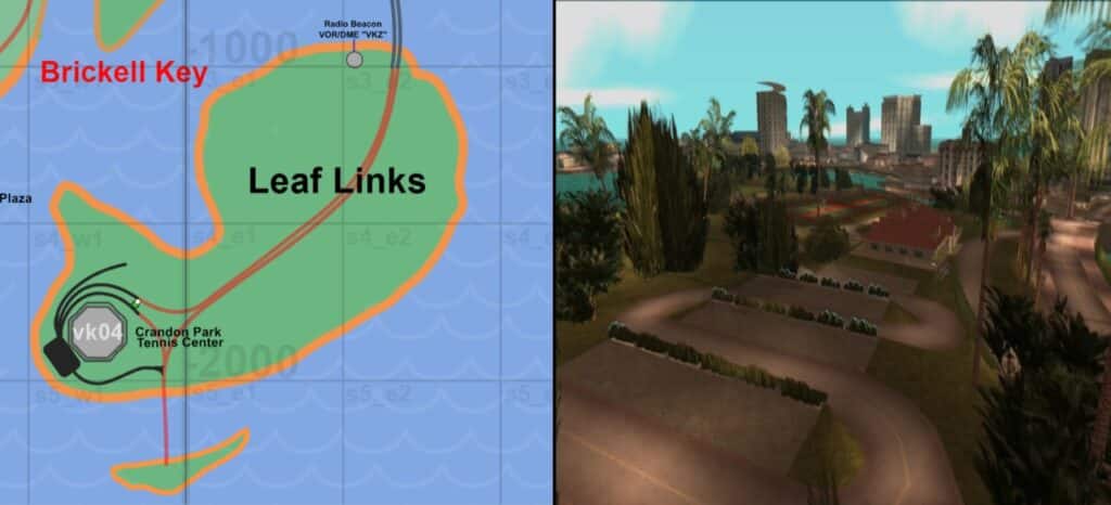 Leaf Links location and the golf course in GTA Vice City