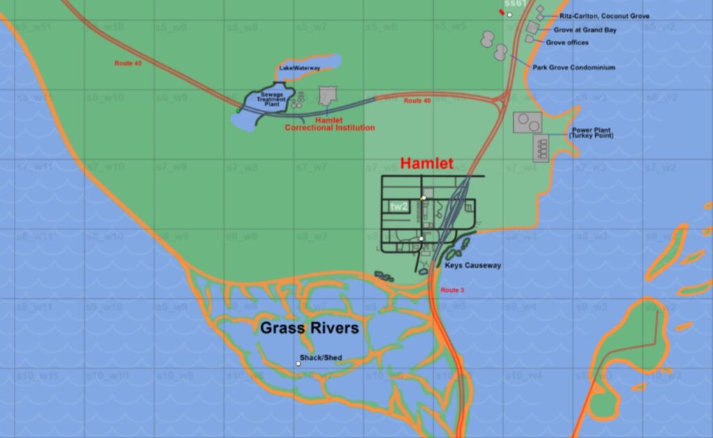 Die Grasflüsse und Hamlet im Mapping-Projekt 