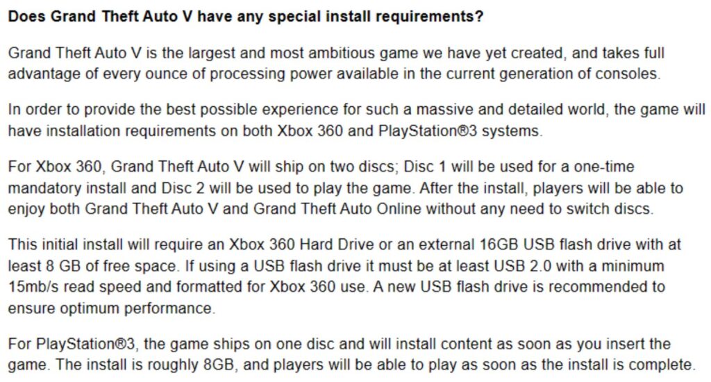 Der Hinweis vom Rockstar Games Support über die mögliche Speicherung auf Xbox 360 und PS3
