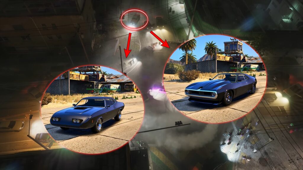 the car at the top of the screen might be the Schyster Deviant or the Gauntlet Classic Custom