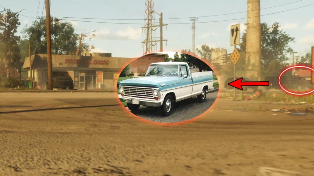 Der Ford F-Series (5. oder 6. Generation) kann in der Nähe des Gun & Pawn Shops gefunden werden