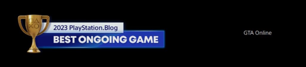 The Gold Trophy for the 2023 PlayStation Blog Best Ongoing Game Winner award
