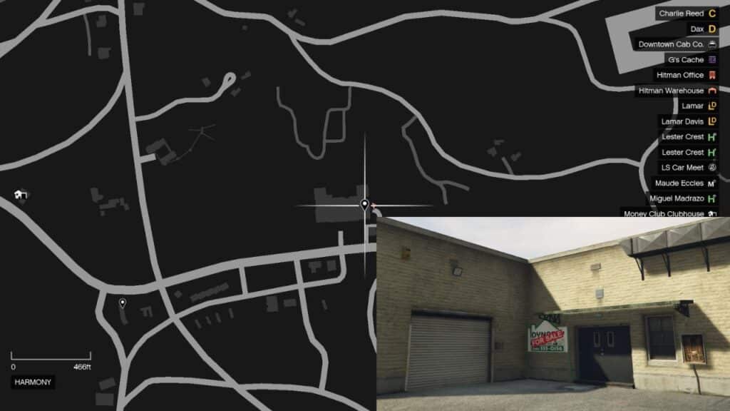 Ein Bild, das den Standort der Garage in der 1200 Route 68 mit einem Schnappschuss des Grundstücks zeigt.