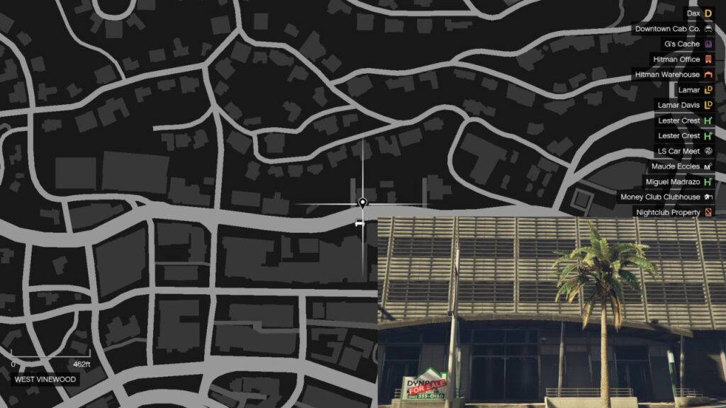 Eine Karte, die die Lage der Garage am Eclipse Boulevard mit einem Schnappschuss des Grundstücks zeigt.