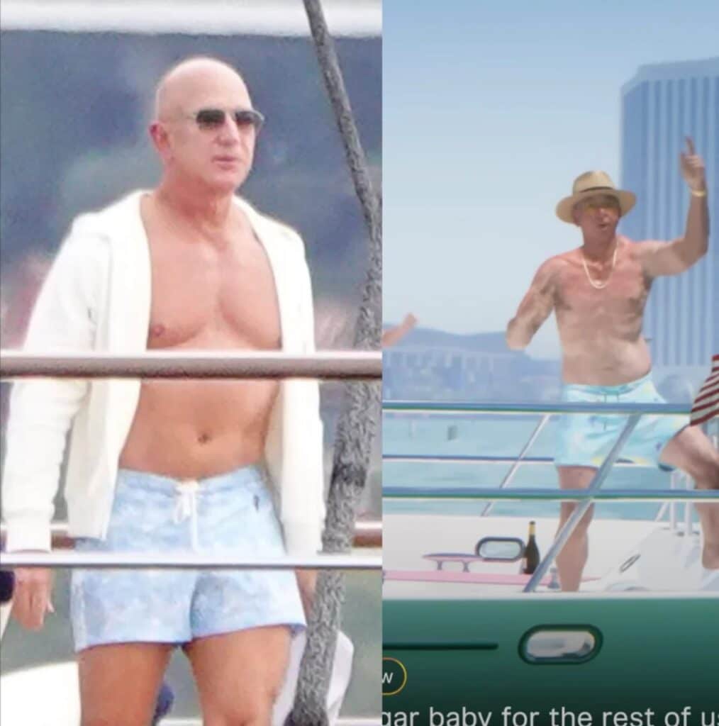 Jeff Bezos und der Fußgänger, der aussieht wie er in GTA 6