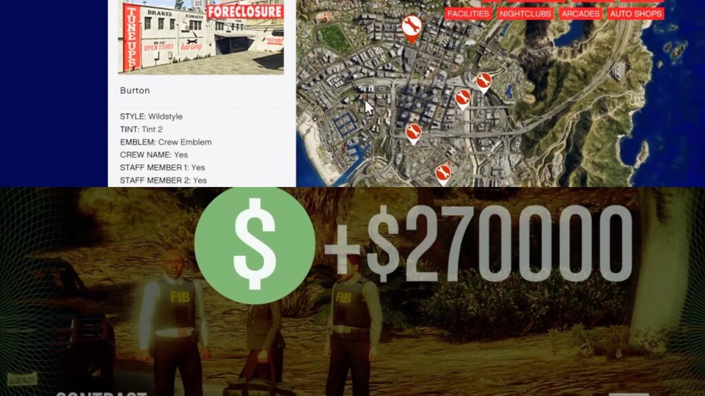 The process of buying the Auto shop in GTA Online and the reward for completing the mission.