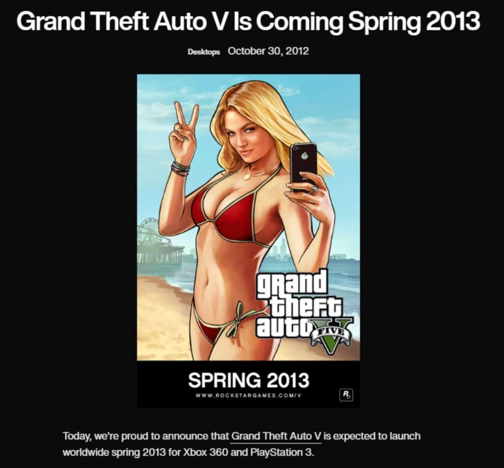 The announcement of Rockstar about the release of GTA 5 on PS3 and Xbox 360