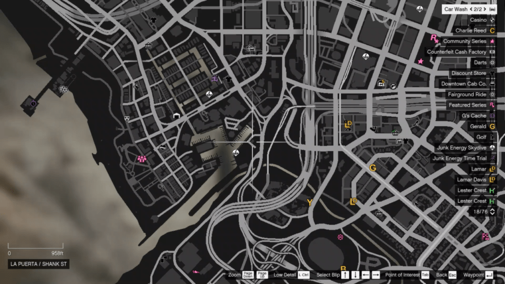 Die Karte zeigt den Standort des Signal Jammer in GTA Online bei La Puerta.