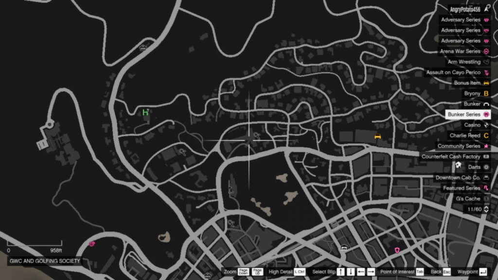 The map of the Signal Jammer's location in GTA Online at GWC and Golfing Society.