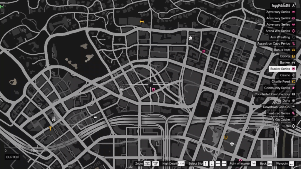 The map of the Signal Jammer's location in GTA Online at Burton.