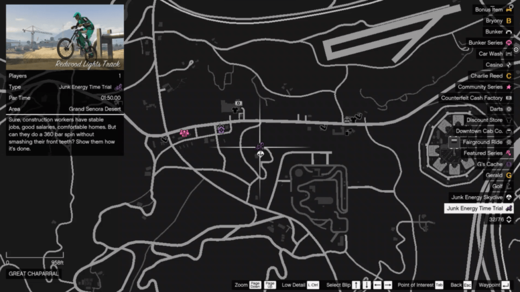 The map of the Signal Jammer's location in GTA Online at Great Chaparral.