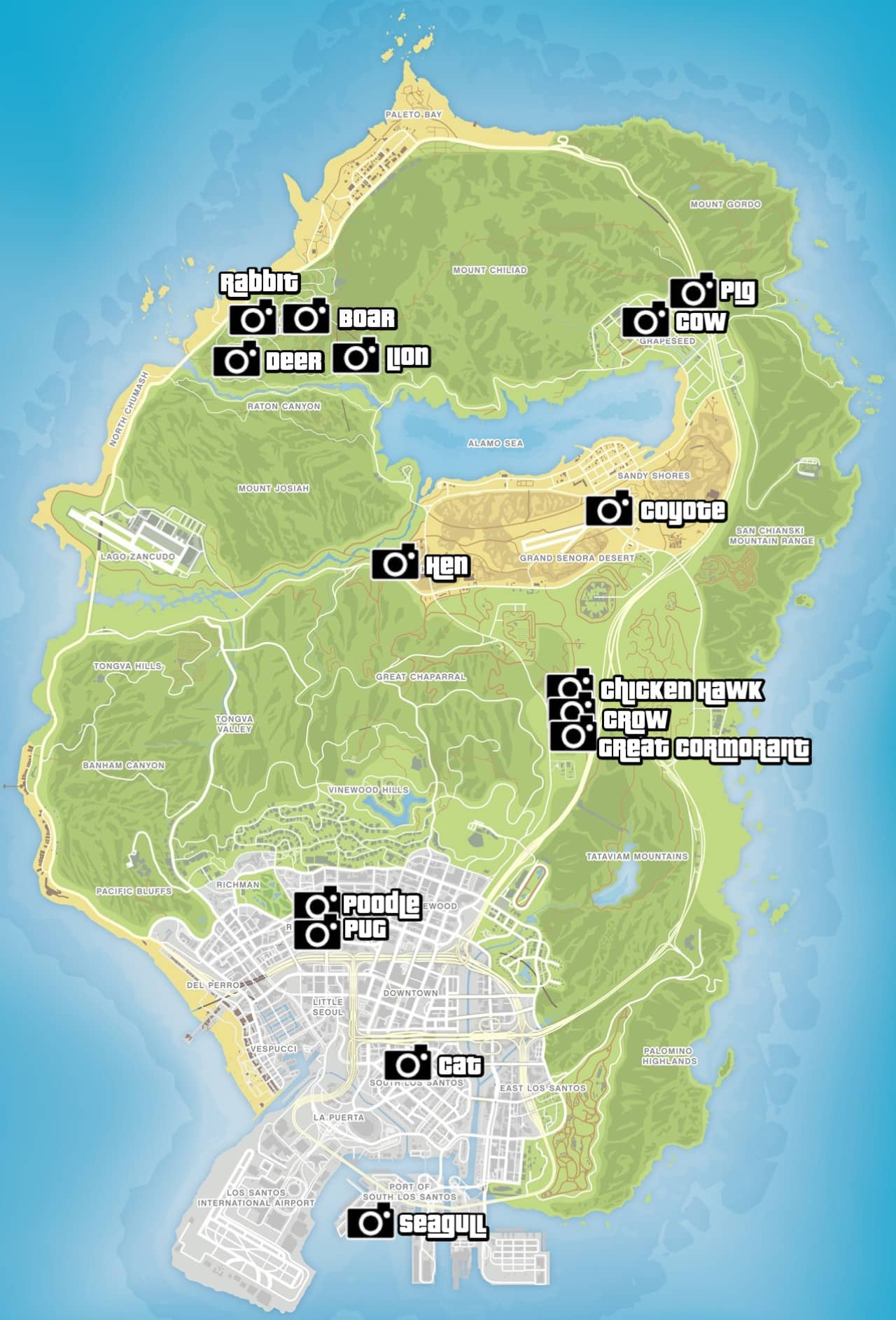 Map of all animal locations