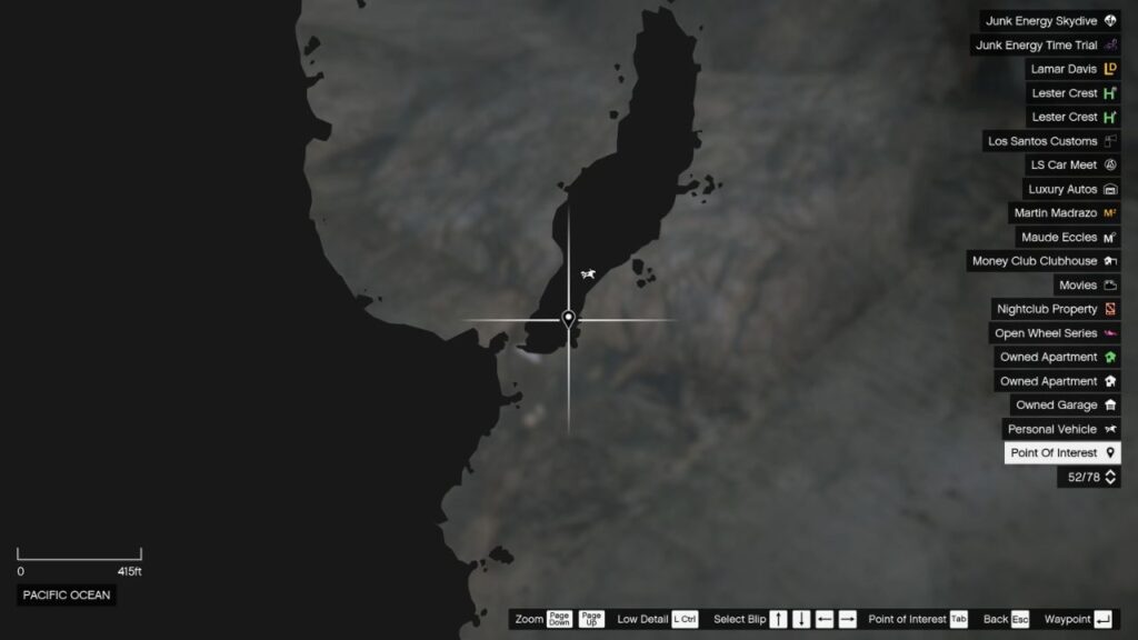 Die Karte in GTA Online mit dem Standort der Peyote Plant in den Palomino Highlands.