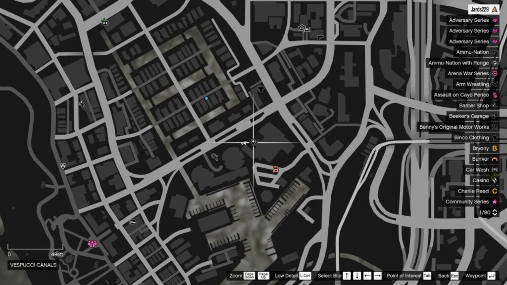 Die Karte in GTA Online mit dem Standort der Peyote Plant in La Puerta.