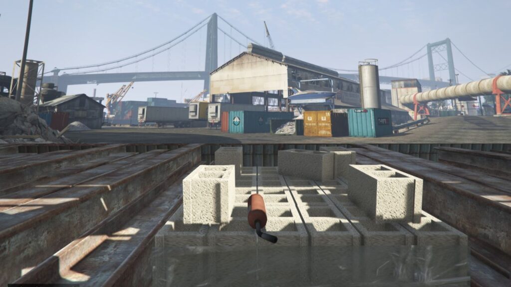The Cutting Torch placed on top of hollowed blocks inside a Warehouse in Los Santos.