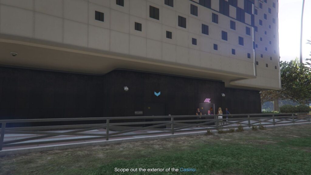 The GTA Online protagonist at the Waste Disposal entrance of the Diamond Casino & Resort.