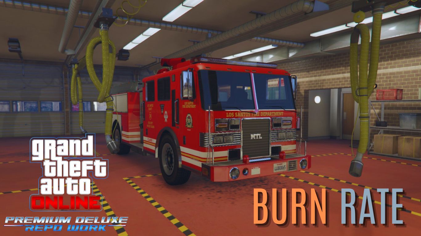 Das Feuerwehrauto während der Mission Verbrennungsrate in Simeons Deluxe Repo Work - GTA Online.
