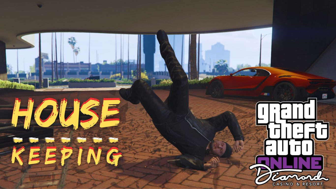 A Casino Security member getting run over by a Truffade Thrux during House Keeping in GTA Online.