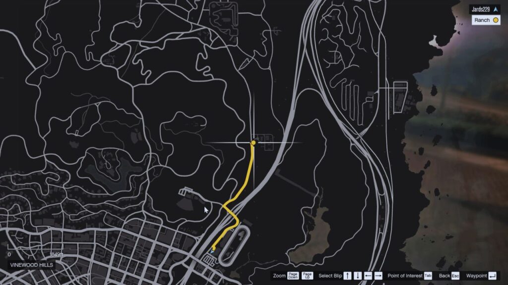 In-Game GTA Online Karte der La Fuente Blanca Ranch.