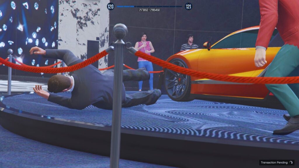 A Casino security in trouble with the Redneck stealing the Truffade Thrax in GTA Online.