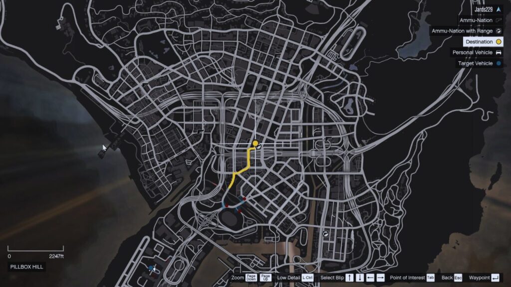 In-game GTA Online Karte der Übergabestelle.