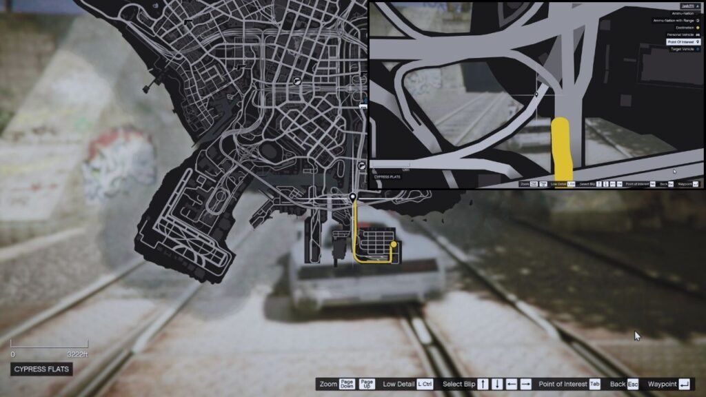 In-game GTA Online Karte zum Versteck beim Terminal (Docks).