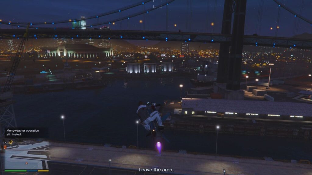 The GTA Online Protagonist escaping the scene.