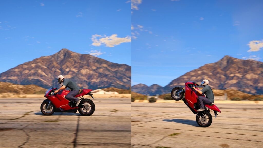 performing the wheelie in GTA 5 