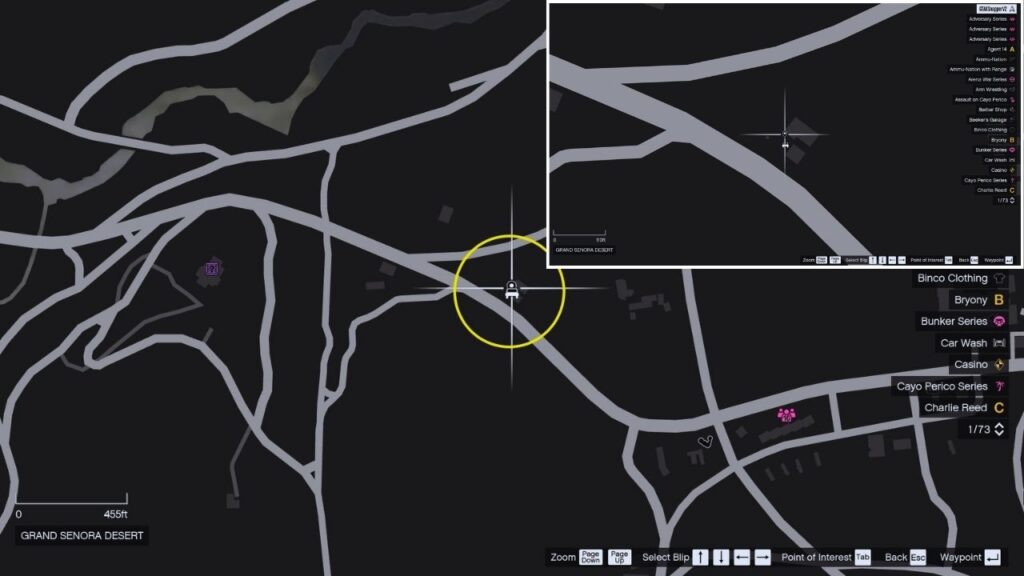 In-game GTA Online map of Harmony.